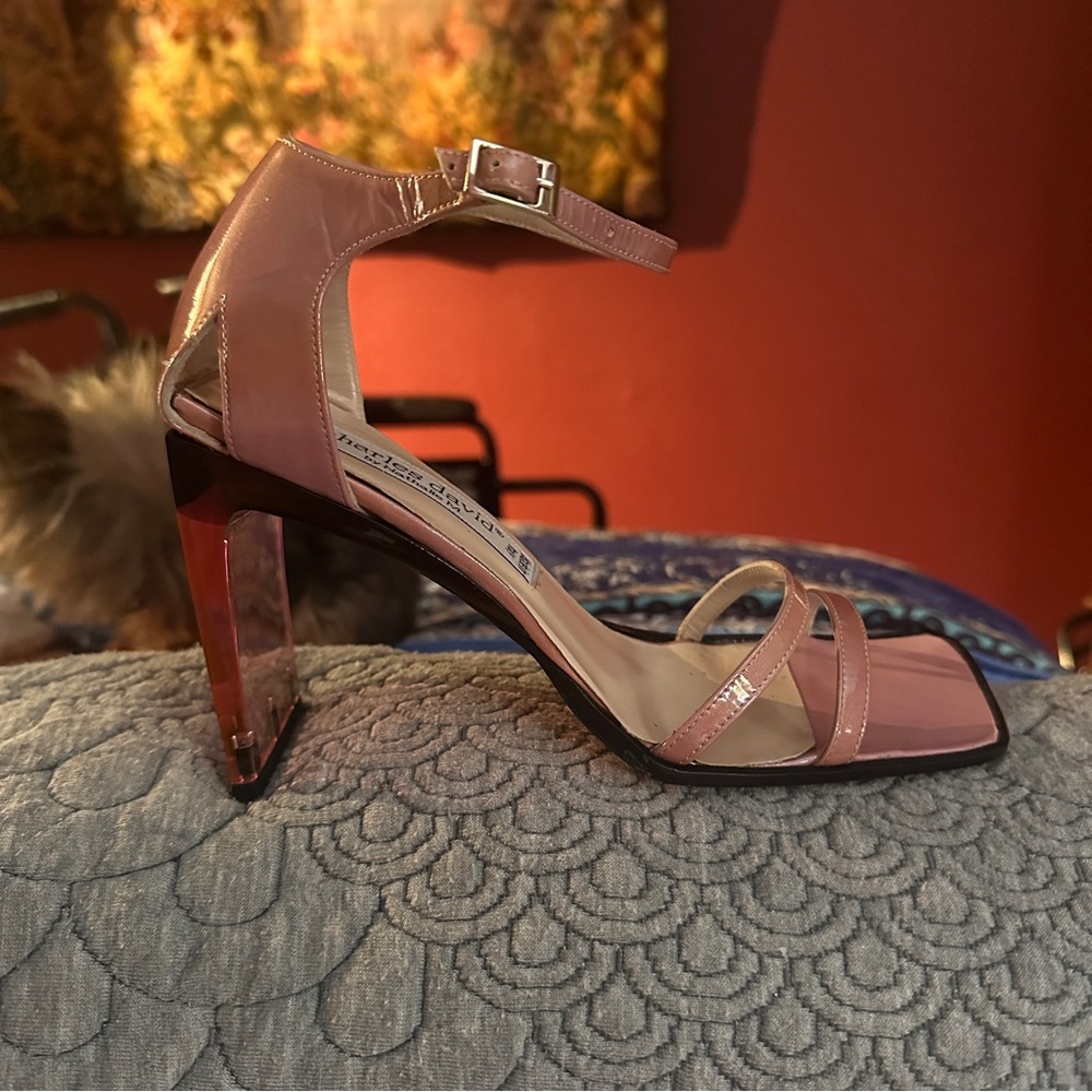 🩰 Charles David Lucite Heel Sandals | Fuschia Patent | 6.5 Made in Italy 🇮🇹